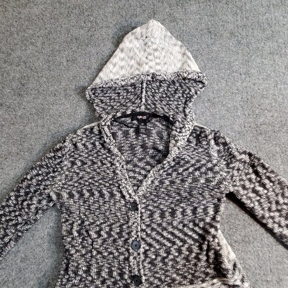 STYLE & CO Women Open Front Cardigan Sweater Size PP 0/2 Gray and Black Striped - Picture 2 of 14